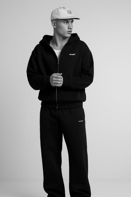 Essential Zip Hoodie - Schwarz - Onceres™