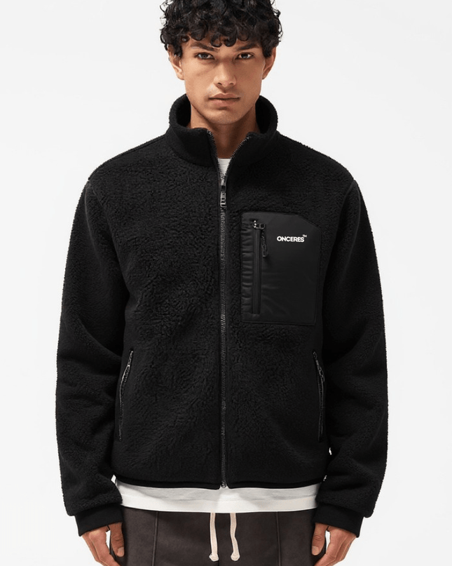 Teddyfleece Jacke - Schwarz - Onceres™