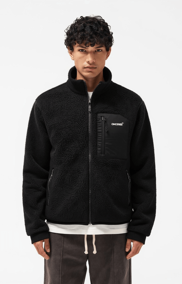 Teddyfleece Jacke - Schwarz - Onceres™