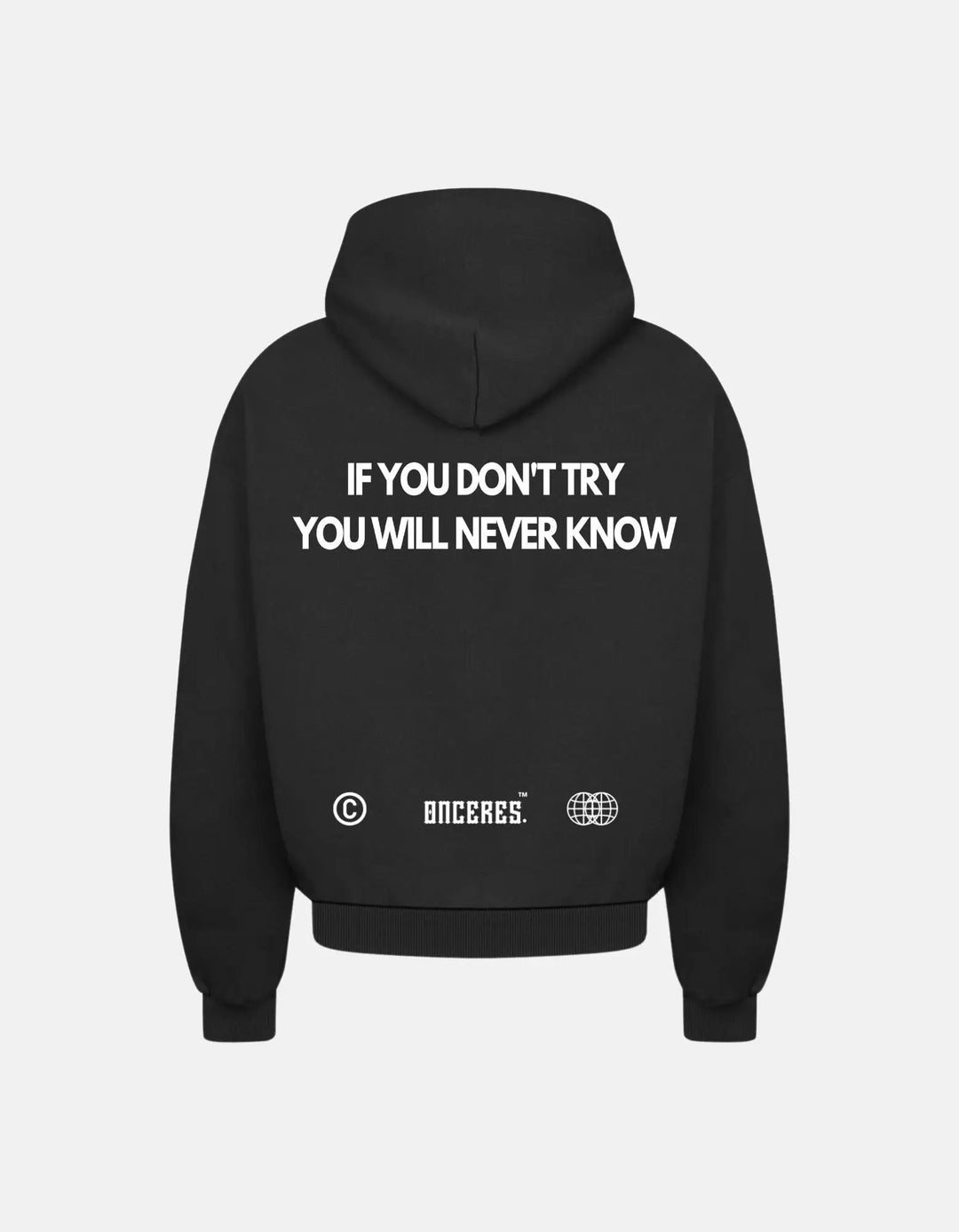 if you don't try, you will never know. oversized hoodie