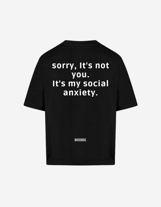 Social anxiety Black Oversized Shirt